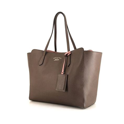 gucci swing leather tote taupe|Gucci Swing Tote 360538 .